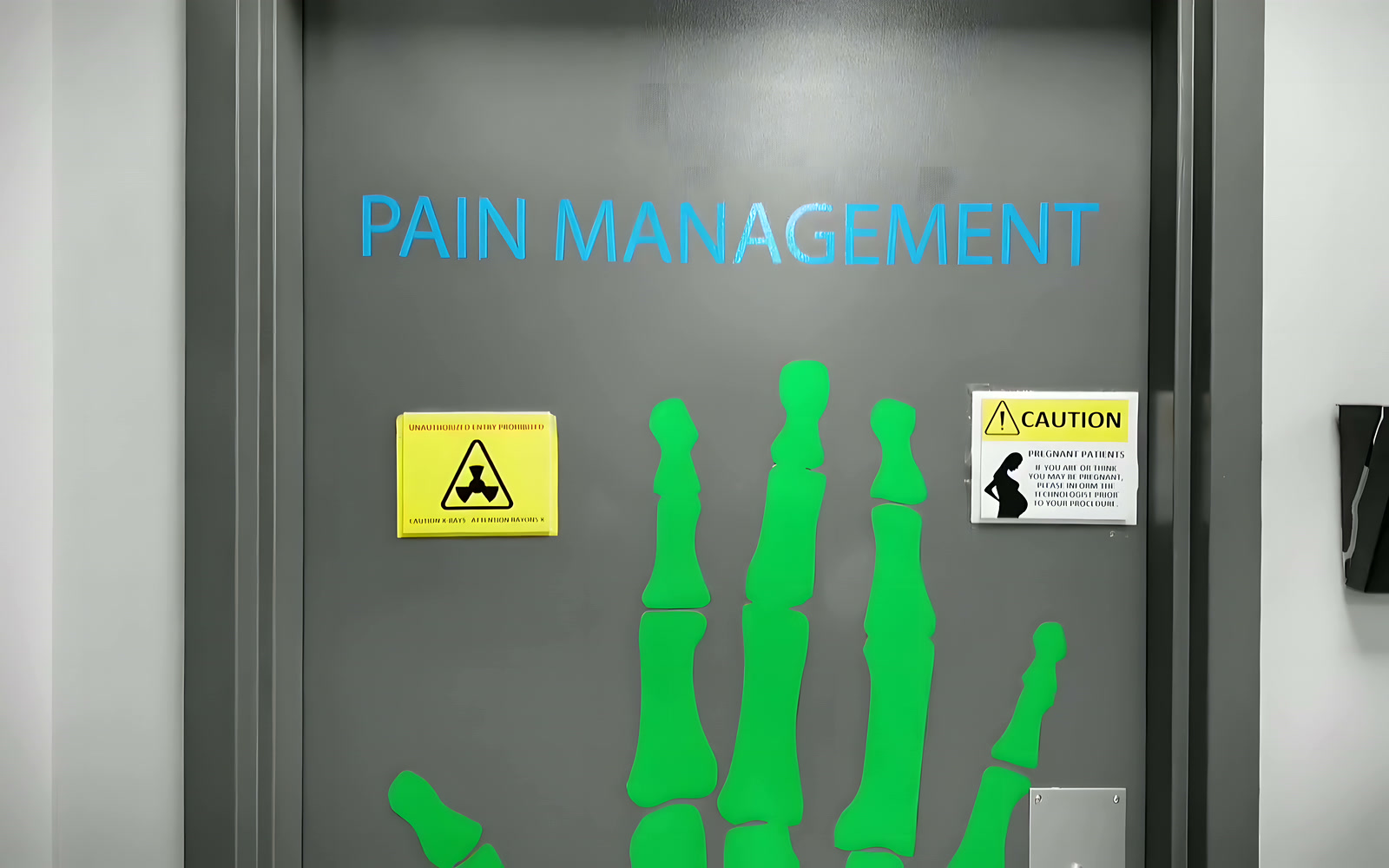 The Pain Management room door.